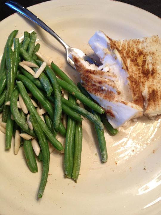 Simple Cajun Halibut and Green Beans